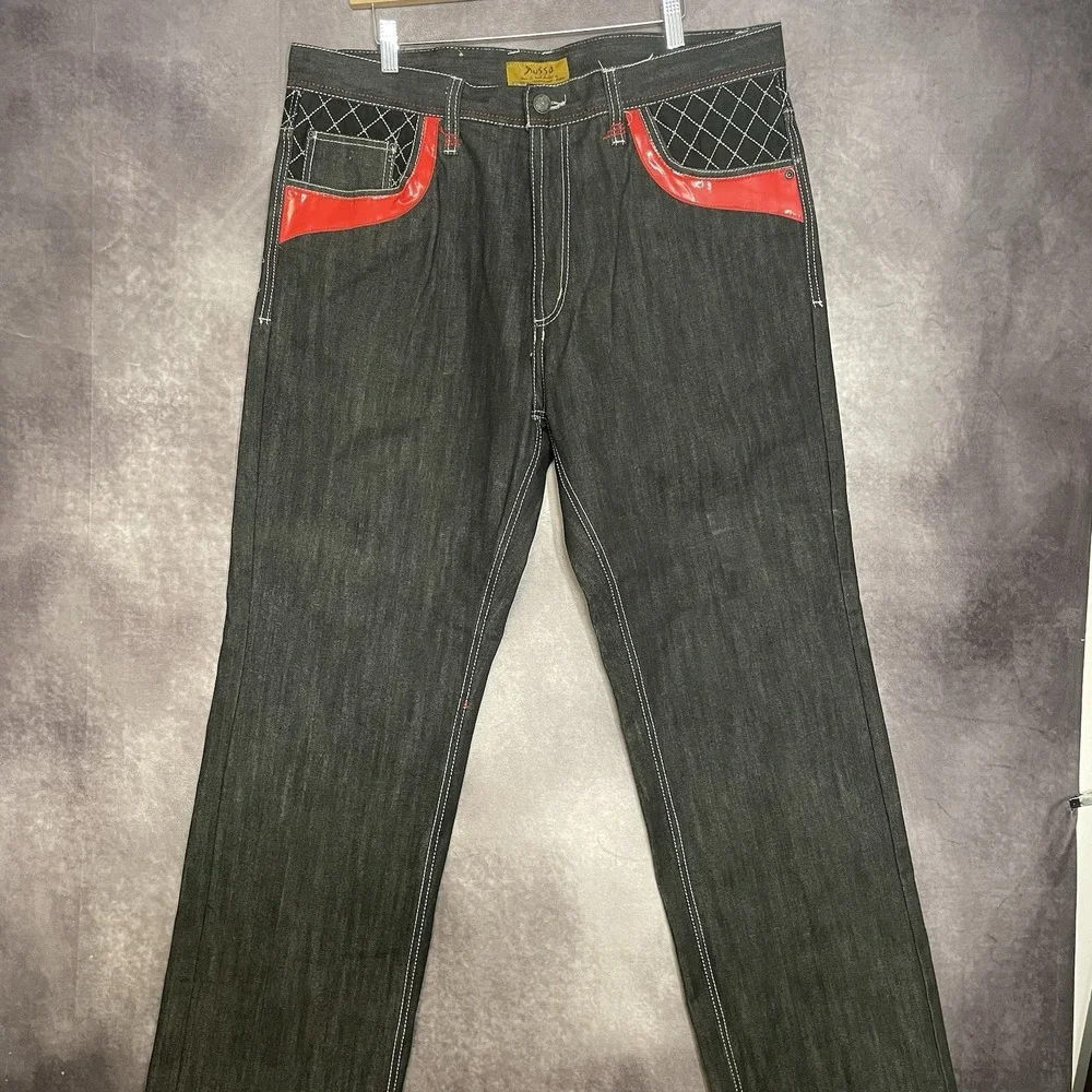 Vintage Russo Jeans 40x34‎ Black Wide Leg Y2K Hip Hop Streetwear Baggy